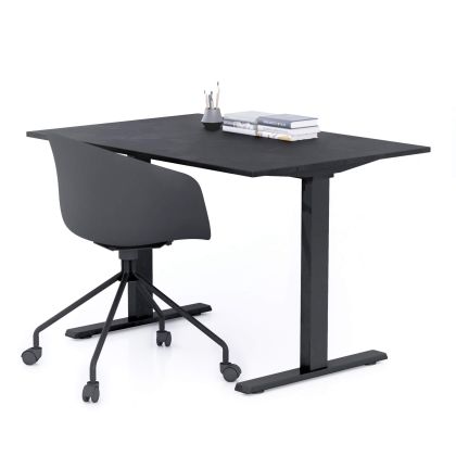 Clara Fixed Height Desk 120x80 Concrete Effect, Black with Black Legs main image
