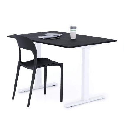 Clara Fixed Height Desk 120x80 Concrete Effect, Black with White Legs main image