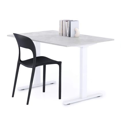Clara Fixed Height Desk 120x80 Concrete Effect, Grey with White Legs main image