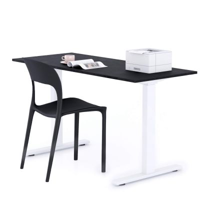 Clara Fixed Height Desk 140x60 Concrete Effect, Black with White Legs main image