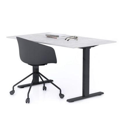 Clara Fixed Height Desk 140x80 Concrete Effect, Grey with Black Legs main image