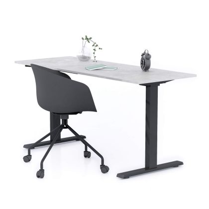 Clara Fixed Height Desk 160x60 Concrete Effect, Grey with Black Legs main image