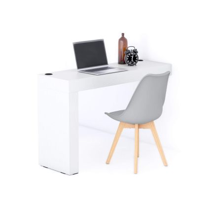 Evolution Schreibtisch 120 x 40, mit kabellosem Ladegerät undeinem Bein, Esche, Weiß Hauptbild