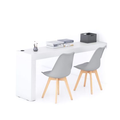 Evolution Desk 180x40 with Wireless Charger, Ashwood White with One Leg main image