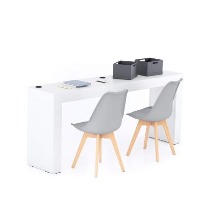 Table de bureau Evolution 180x40, Frêne Blanc avec 2 pieds et Chargeur Sans Fil image principale