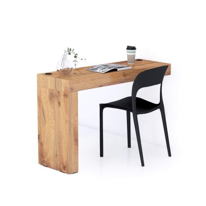 Evolution Desk 120x40 with Wireless Charger, Rustic Oak with One Leg main image