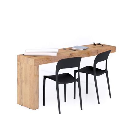 Evolution Schreibtisch 180 x 40 mit kabellosem Ladegerät, rustikale Eiche mit einem Bein Hauptbild