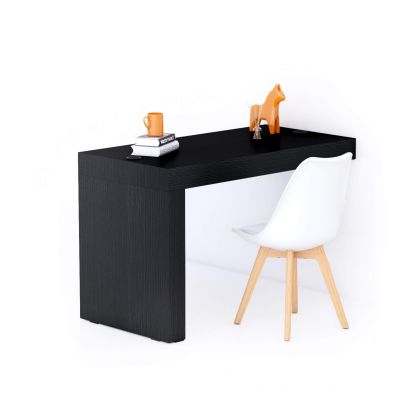 Evolution Schreibtisch 120 x 60, mit kabellosem Ladegerät, Esche, Schwarz, mit einem Bein