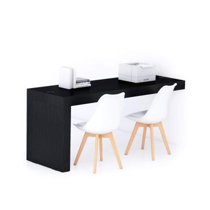 Table de bureau Evolution 180x60, Frêne Noir avec 1 pied et Chargeur Sans Fil image principale