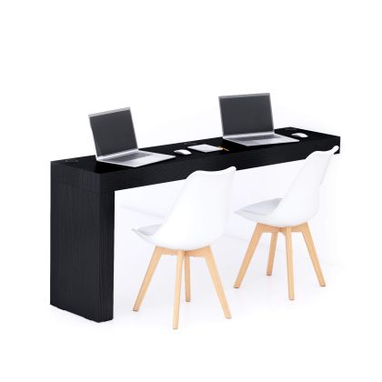 Evolution Desk 180x40 with Wireless Charger, Ashwood Black with One Leg main image