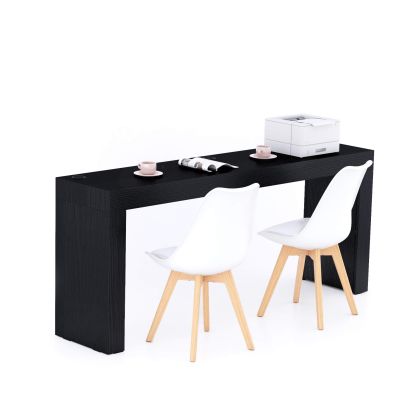 Table de bureau Evolution 180x40, Frêne Noir avec 2 pieds et Chargeur Sans Fil image principale