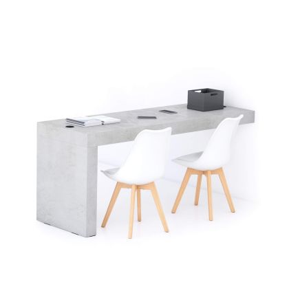 Evolution Schreibtisch 180 x 60 mit kabellosem Ladegerät, grauer Beton, mit einem Bein Hauptbild