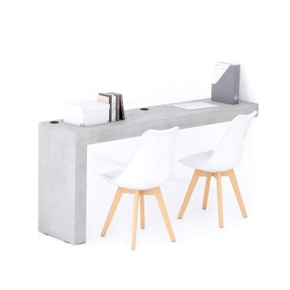 Evolution Schreibtisch 180 x 40 mit kabellosem Ladegerät, grauer Beton, mit einem Bein Hauptbild