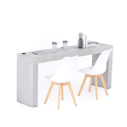 Table de bureau Evolution 180x40, Gris Béton avec 2 pieds et Chargeur Sans Fil image principale