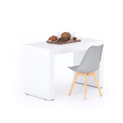 Table à manger Evolution 120x60, frêne blanc avec 2 pieds image principale