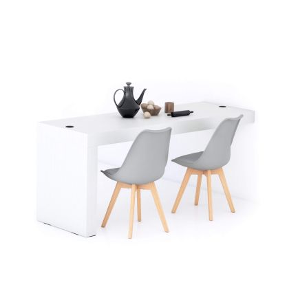 Table à manger Evolution 180x60, Frêne Blanc avec 1 pied et Chargeur Sans Fil image principale