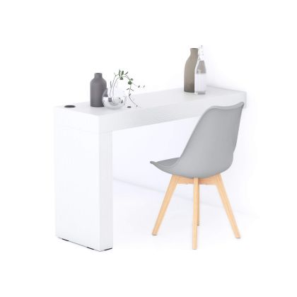 Table à manger Evolution 120x40, Frêne Blanc avec 1 pied et Chargeur Sans Fil image principale