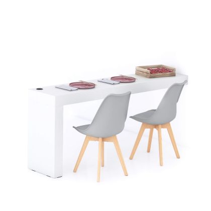 Table à manger Evolution 180x40, Frêne Blanc avec 1 pied et Chargeur Sans Fil image principale
