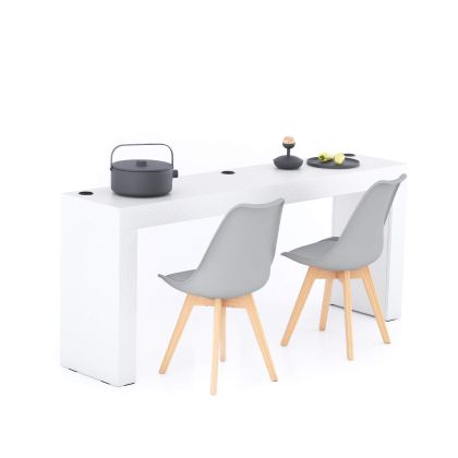 Table à manger Evolution 180x40, Frêne Blanc avec 2 pieds et Chargeur Sans Fil image principale