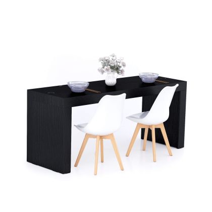Table à manger Evolution 180x60, Frêne Noir avec 2 pieds et Chargeur Sans Fil image principale