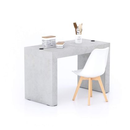 Evolution dining table 120x60 with Wireless Charger, Concrete Effect, Grey with Two Legs main image