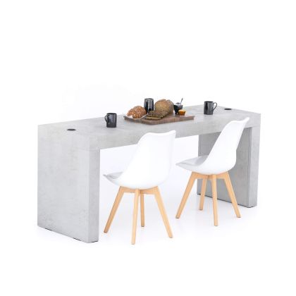 Evolution dining table 180x60 with Wireless Charger, Concrete Effect, Grey with Two Legs main image
