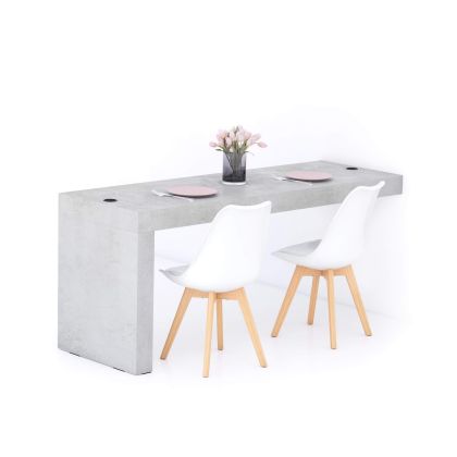 Evolution dining table 180x60 with Wireless Charger, Concrete Effect, Grey with One Leg main image