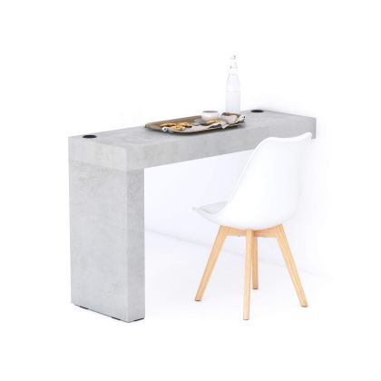 Evolution dining table 120x40 with Wireless Charger, Concrete Effect, Grey with One Leg main image