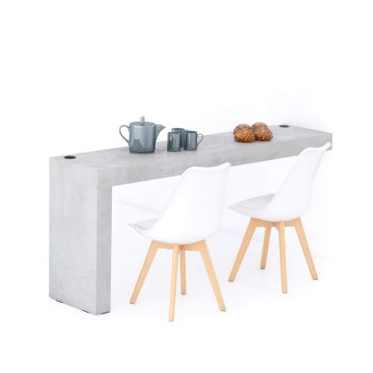 Evolution dining table 180x40 with Wireless Charger, Concrete Effect, Grey with One Leg main image