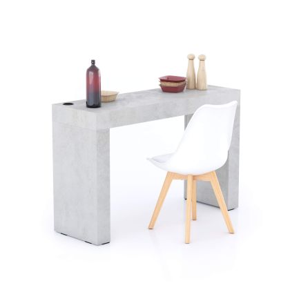 Evolution dining table 120x40 with Wireless Charger, Concrete Effect, Grey with Two Legs main image