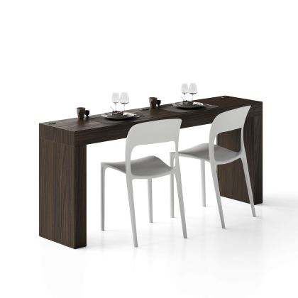 Evolution dining table with Two Legs and Wireless Charger 180x40, Dark Walnut main image