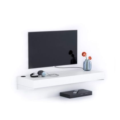 Porta Tv sospeso Evolution 120x40, Bianco Frassino con Caricatore Wireless immagine principale