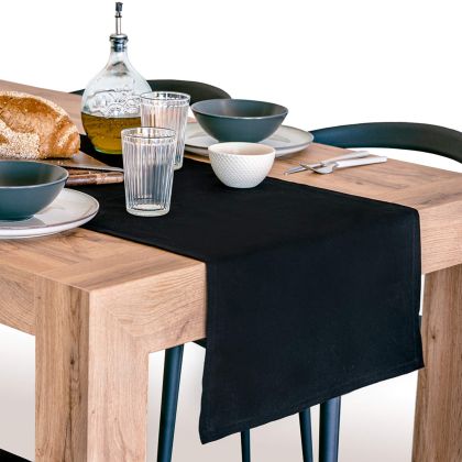 Baumwoll-Tischläufer Gioele 45x220, Schwarz Hauptbild