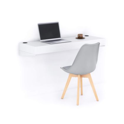 Evolution wall mounted desk 120x40 with Wireless Charger, Ashwood White main image