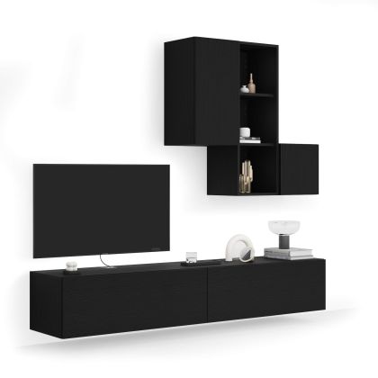 Easy Living Room Wall Unit 5, Ashwood Black, 208x44x185 cm main image