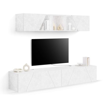 Emma Living Room Wall Unit 4, Concrete Effect, White, 208x44x162,4 cm main image