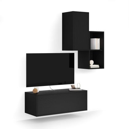 Iacopo Living Room Wall Unit 2, Ashwood Black, 150x42x177 cm main image