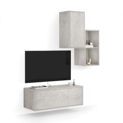 Iacopo Living Room Wall Unit 2, Concrete Effect, Grey, 150x42x177 cm main image