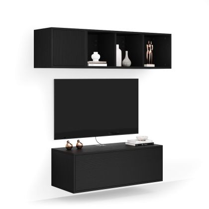 Iacopo Living Room Wall Unit 3, Ashwood Black, 140x42x150 cm main image