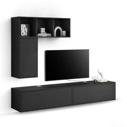 Iacopo Living Room Wall Unit 5, Ashwood Black, 208x42x160 cm main image
