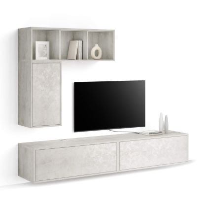 Iacopo Living Room Wall Unit 5, Concrete Effect, Grey, 208x42x160 cm main image