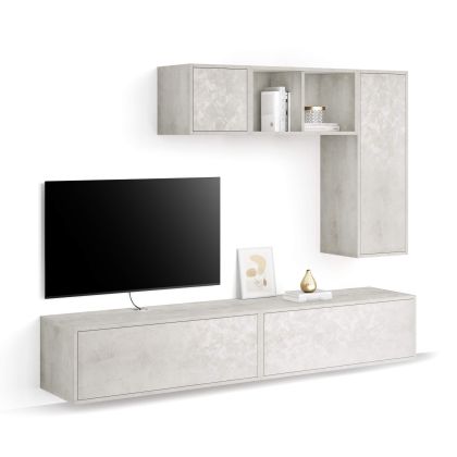 Iacopo Living Room Wall Unit 6, Concrete Effect, Grey, 208x42x160 cm main image