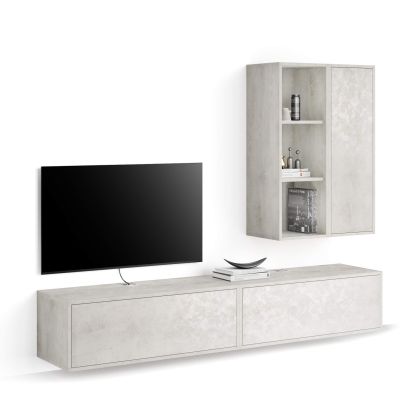 Iacopo Living Room Wall Unit 7, Concrete Effect, Grey, 208x42x156 cm main image