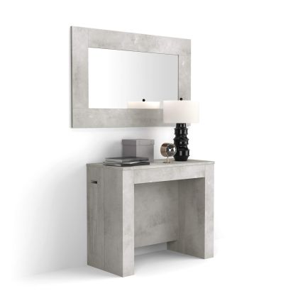 Easy, Extendable Console Table with extension leaves holder, 45(305)x 90 cm, Concrete Effect, Grey main image