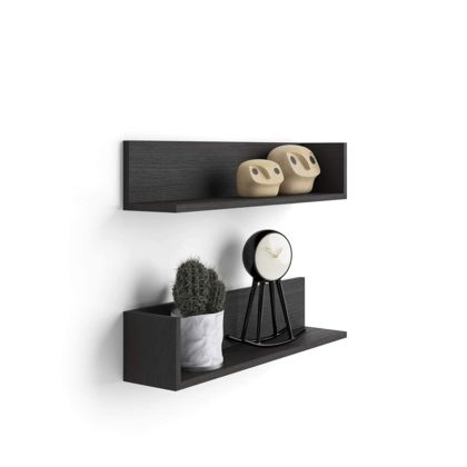 Paire d'étagères Luxury, en Mélaminé, Frêne Noir image principale