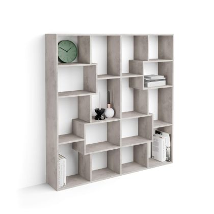 Iacopo S Bookcase (160.8 x 158.2 cm), Concrete Effect, Grey