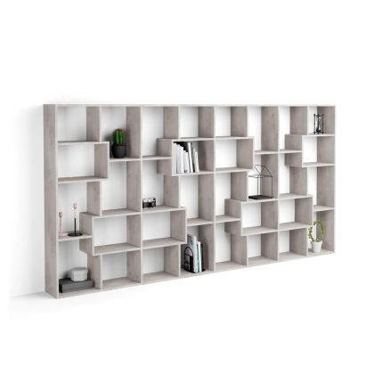 Iacopo L Bookcase (160.8 x 314.6 cm), Concrete Effect, Grey main image