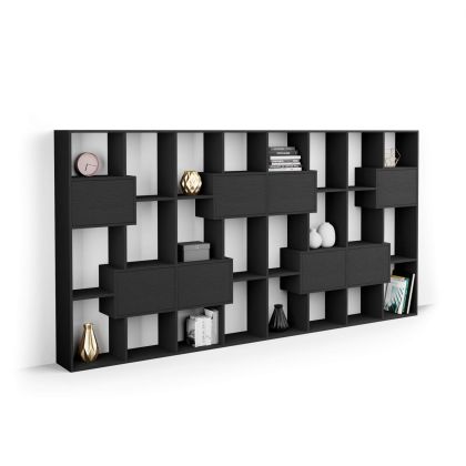 Estantería L con puertas Iacopo (160,8 x 314,6 cm), color Madera negra imagen principal