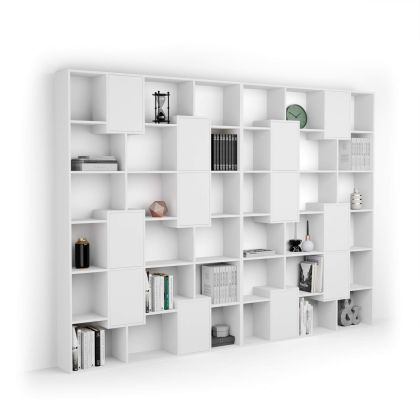 Iacopo XL Bookcase with panel doors (236.4 x 321.6 cm), Ashwood White main image