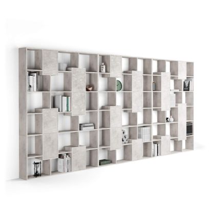 Wandboekenkast XXL Iacopo met deuren (482,4 x 236,4 cm), Cementgrijs hoofdafbeelding